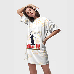 Футболка женская длинная 2025 Праздник Победы 80, цвет: 3D-принт — фото 2