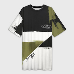 Футболка женская длинная Ford эмблема, цвет: 3D-принт