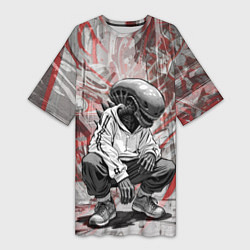 Футболка женская длинная Ксеноморф на спорте, цвет: 3D-принт