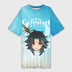Женская длинная футболка Genshin Impact - персонаж Сяо