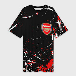 Футболка женская длинная Арсенал штрихи красок, цвет: 3D-принт