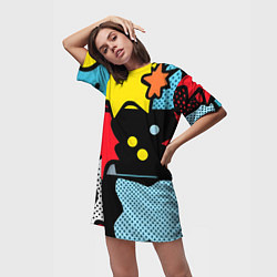 Футболка женская длинная Поп абстракция, цвет: 3D-принт — фото 2