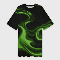 Футболка женская длинная Green black, цвет: 3D-принт