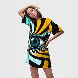 Футболка женская длинная Глаз - психоделика, цвет: 3D-принт — фото 2
