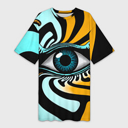 Женская длинная футболка Глаз - психоделика