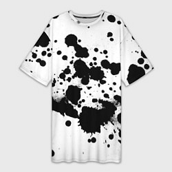 Женская длинная футболка Брызги черной краски