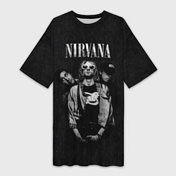 Футболка женская длинная Nirvana kurt krist dave, цвет: 3D-принт