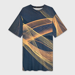 Футболка женская длинная Световые волны, цвет: 3D-принт