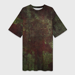 Футболка женская длинная Абстракция - green fabric soaked in red paint, цвет: 3D-принт