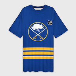 Футболка женская длинная Баффало Сейбрз хоккей, цвет: 3D-принт