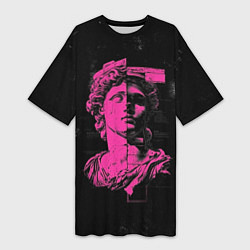 Футболка женская длинная Скульптура гранж арт, цвет: 3D-принт