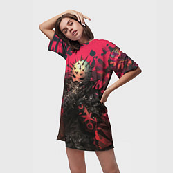 Футболка женская длинная Колючая маска, цвет: 3D-принт — фото 2