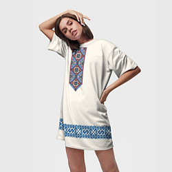 Футболка женская длинная Обережник - вышиванка, цвет: 3D-принт — фото 2