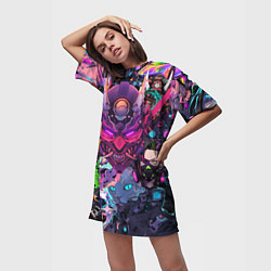 Футболка женская длинная Стиль Cyberpunk, цвет: 3D-принт — фото 2