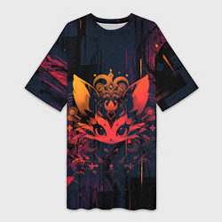 Футболка женская длинная Магический лисёнок, цвет: 3D-принт