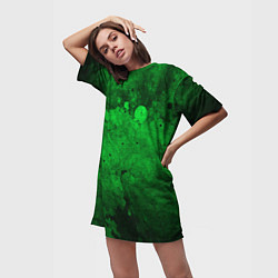 Футболка женская длинная Абстракция - green acid stains, цвет: 3D-принт — фото 2