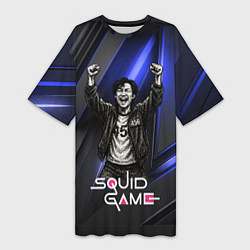 Футболка женская длинная Победа игрока 456 Игра в кальмара, цвет: 3D-принт