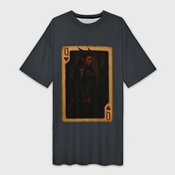 Футболка женская длинная Каллиста: дама червей, цвет: 3D-принт