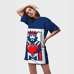 Футболка женская длинная Игральная карта король, цвет: 3D-принт — фото 2