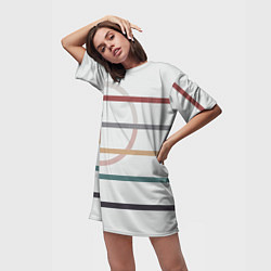 Футболка женская длинная Stripes and circle, цвет: 3D-принт — фото 2