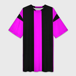 Футболка женская длинная Color black pink lines, цвет: 3D-принт