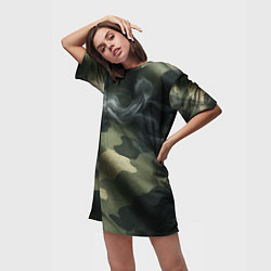 Футболка женская длинная Камуфляжная ткань с дымом, цвет: 3D-принт — фото 2