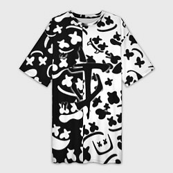 Женская длинная футболка Doom x Marshmello pattern