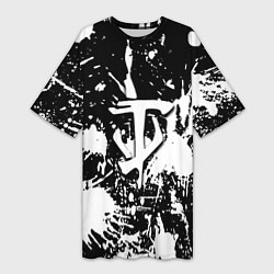 Футболка женская длинная Doom белые краски, цвет: 3D-принт