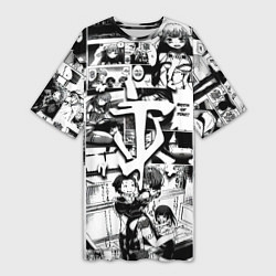 Футболка женская длинная Doom anime black, цвет: 3D-принт