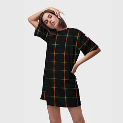 Футболка женская длинная Color black orange green crosses, цвет: 3D-принт — фото 2