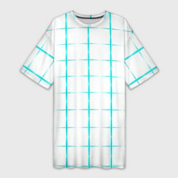 Женская длинная футболка Color white light blue crosses