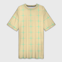 Футболка женская длинная Color beige green crosses, цвет: 3D-принт