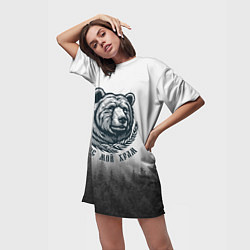 Футболка женская длинная Лес мой храм - медведь бог лесов, цвет: 3D-принт — фото 2