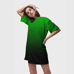 Футболка женская длинная Green gradient, цвет: 3D-принт — фото 2