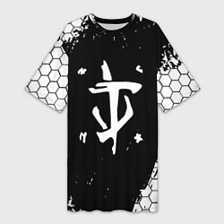 Футболка женская длинная Doom соты краски, цвет: 3D-принт