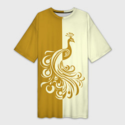 Футболка женская длинная Жар-птица в золотом, цвет: 3D-принт