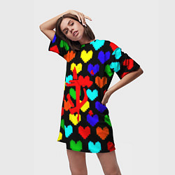 Футболка женская длинная Doom love pixel pattern, цвет: 3D-принт — фото 2