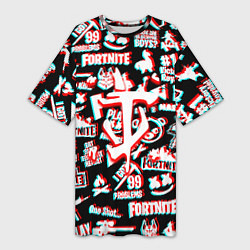 Футболка женская длинная Doom x fortnite glitch, цвет: 3D-принт