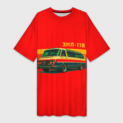 Футболка женская длинная Ретро автобус ЗИЛ-118 поп-арт, цвет: 3D-принт