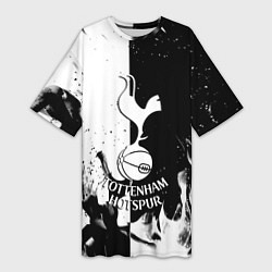 Футболка женская длинная Тоттенхэм черно белый огонь, цвет: 3D-принт