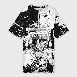Футболка женская длинная Liverpool краски текстура, цвет: 3D-принт