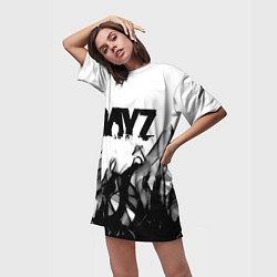 Футболка женская длинная Dayz текстура огонь, цвет: 3D-принт — фото 2