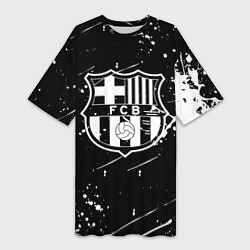 Футболка женская длинная Barcelona краски белые, цвет: 3D-принт