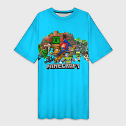 Футболка женская длинная Мобы майнкрафт, цвет: 3D-принт
