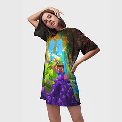 Футболка женская длинная Майнкрафт - Стив и Алекс, цвет: 3D-принт — фото 2