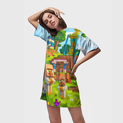 Футболка женская длинная Селяне, цвет: 3D-принт — фото 2