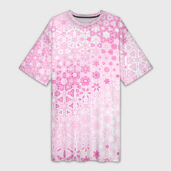 Футболка женская длинная Розовая метаморфоза, цвет: 3D-принт