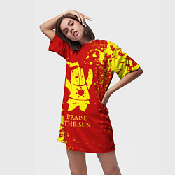 Футболка женская длинная Praise the sun - dark souls, цвет: 3D-принт — фото 2
