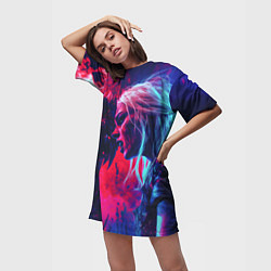 Футболка женская длинная Цири и чудовище, цвет: 3D-принт — фото 2