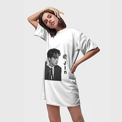 Футболка женская длинная Джин bts, цвет: 3D-принт — фото 2